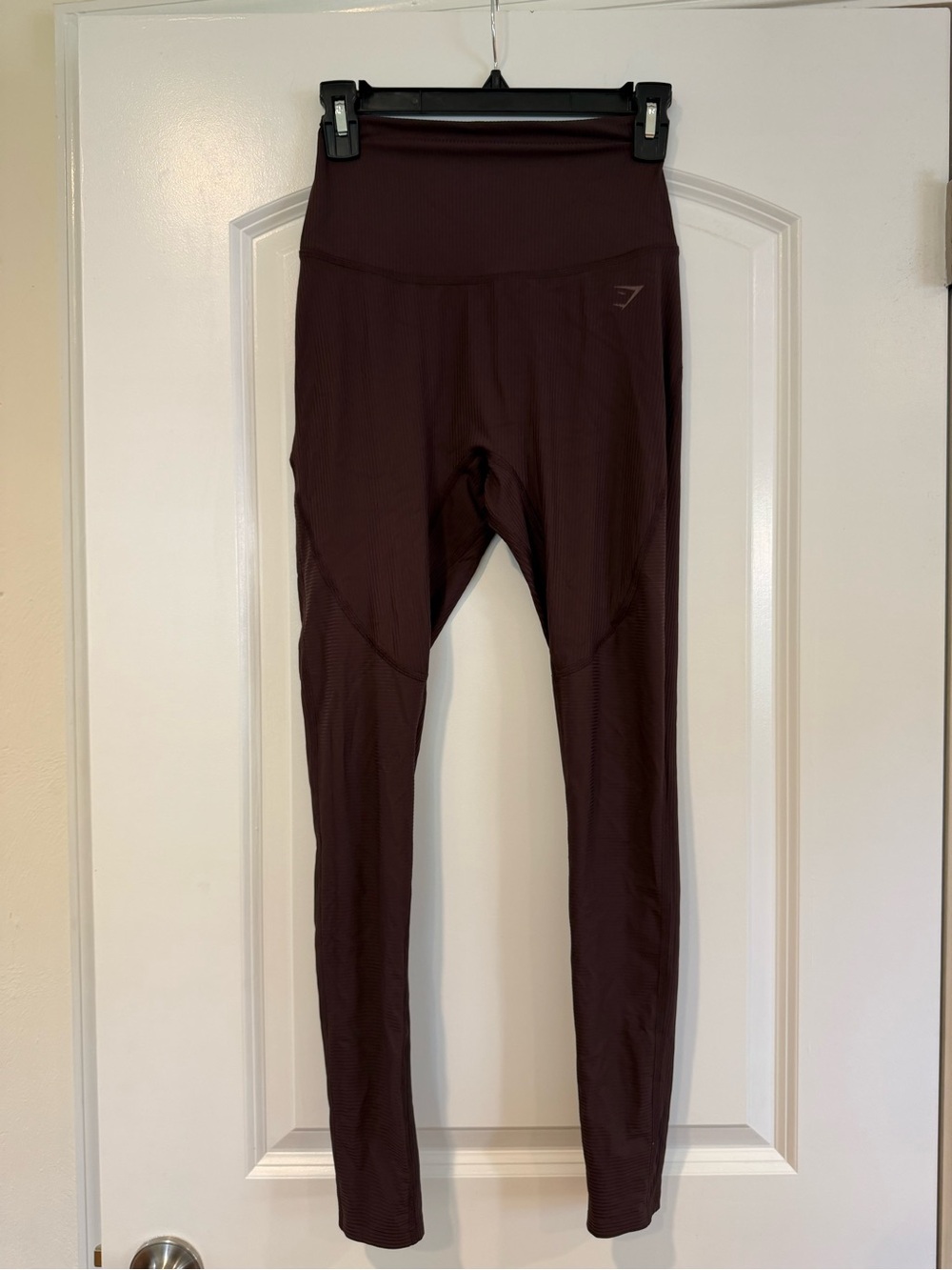 Gymshark Ribbed High-Waist Leggings in Deep Maroon